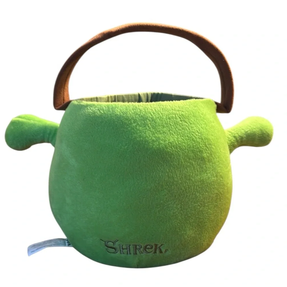2007 DreamWorks Collectible Shrek Head Plush Easter Halloween Bucket Basket Rare